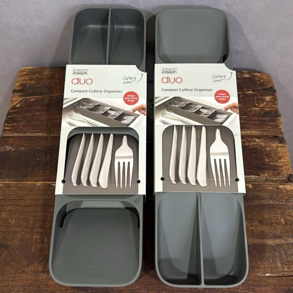 Joseph Joseph duo Gray Compact Cutlery Organiser | Set of 2